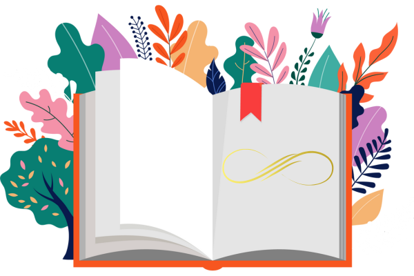 open book with infinity